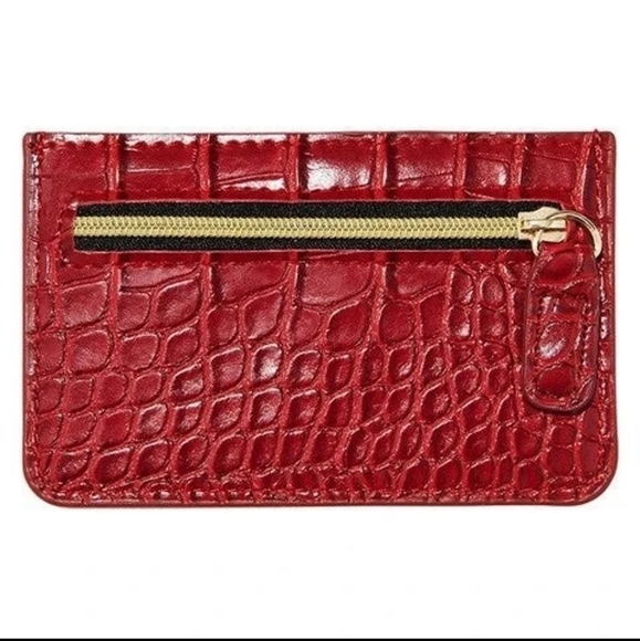 NWT B-Low the Belt red vegan leather croc card case - Picture 2 of 4